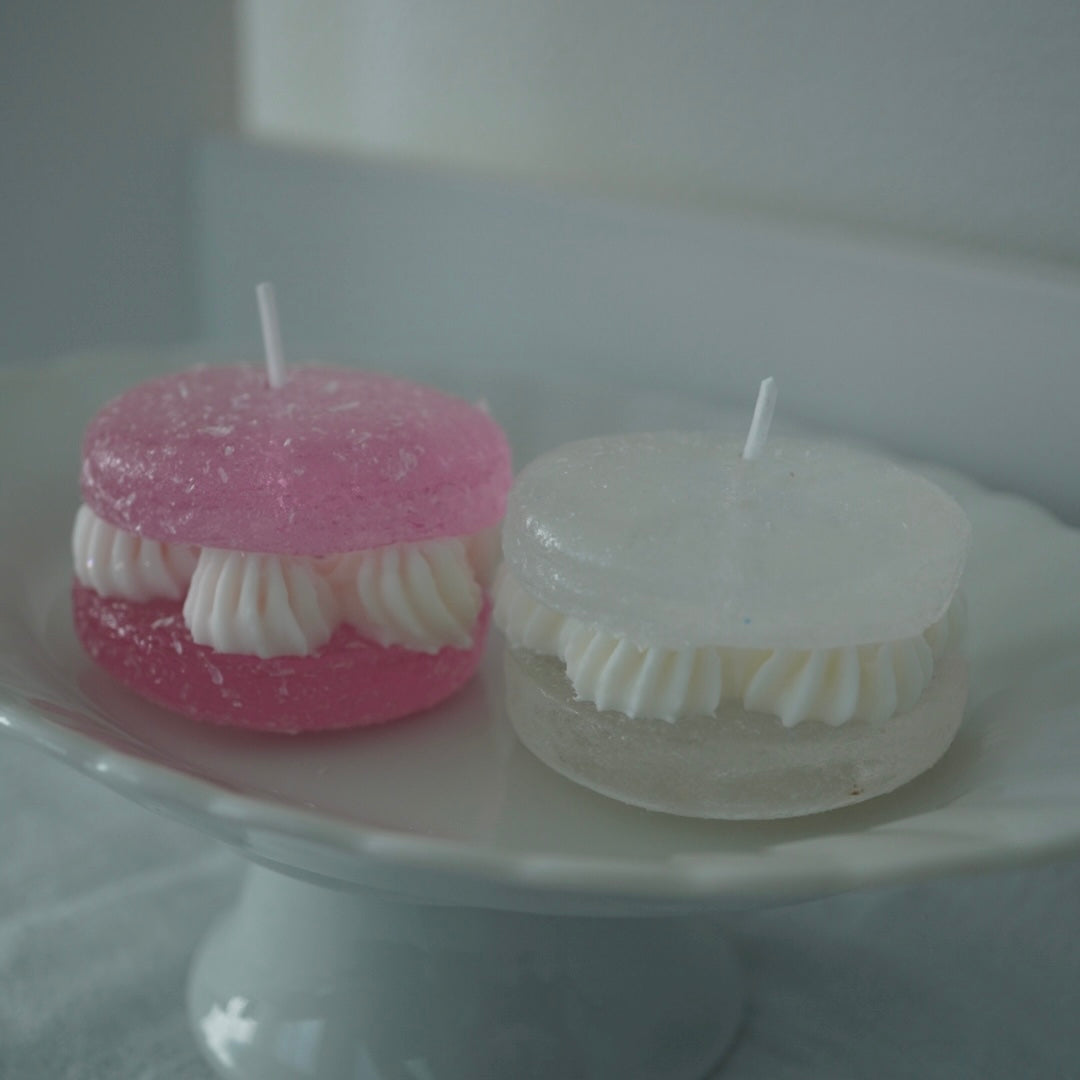 Clear macaron candle